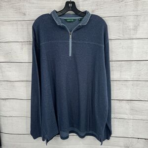 Orvis Men's Quarter Zip Pullover  Shirt‎ Striped Collar Casual Cotton Blend XL